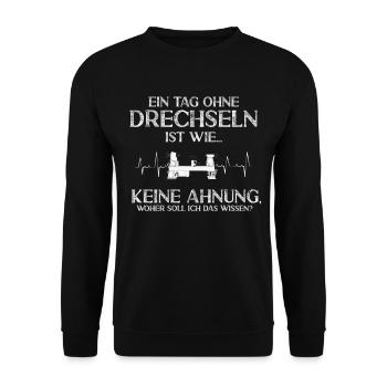 Woodturning Woodworking Woodturner Wood - Unisex Sweatshirt - black - Front - Alina (178cm) & Michal (187cm)