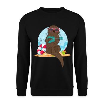 Otter plage Tshirt cadeau animal mignon furet - Sweat-shirt Unisexe - noir - Devant - Alina (178cm) & Michal (187cm)