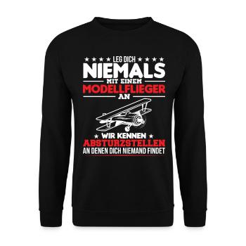 Modellflieger Modellfliegen Modellflug - Unisex Pullover - Schwarz - Vorne - Alina (178cm) & Michal (187cm)