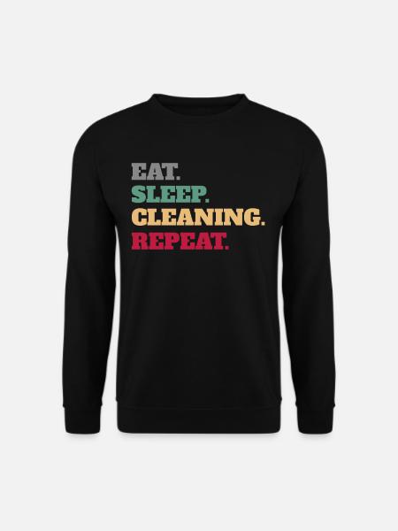 Funny Food Sleeping Cleaning Repeat - Unisex Sweatshirt - black