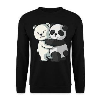 Eisbär mit Pandabär Liebe süßes Partneroutfit - Unisex Pullover - Schwarz - Vorne - Alina (178cm) & Michal (187cm)