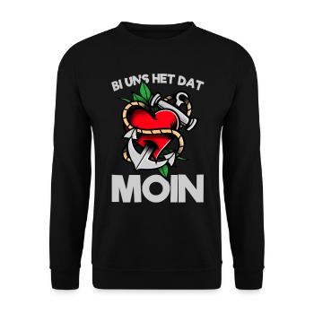 Norddeutsche Sprüche Nordsee Geschenk - Unisex Pullover - Schwarz - Vorne - Alina (178cm) & Michal (187cm)
