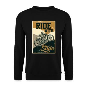 Motorrad - Unisex Pullover - Schwarz - Vorne - Alina (178cm) & Michal (187cm)