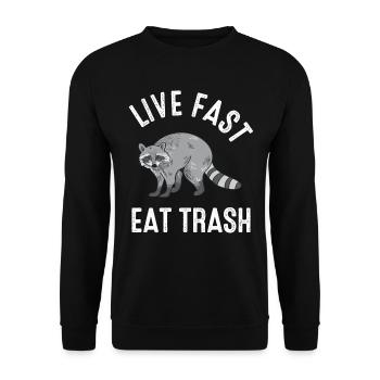 Waschbär Luchs Frettchen Marder Geschenk Racoon - Unisex Pullover - Schwarz - Vorne - Alina (178cm) & Michal (187cm)