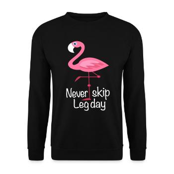 Fitness Flamingo Leg Day Sort Gym musculation - Sweat-shirt Unisexe - noir - Devant - Alina (178cm) & Michal (187cm)