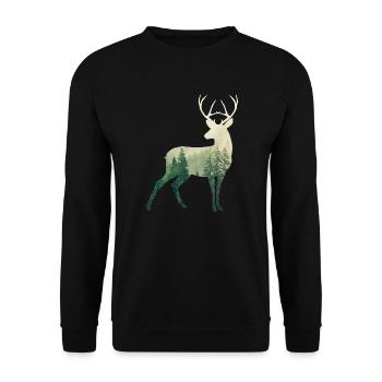Hirsch - Unisex Pullover - Schwarz - Vorne - Alina (178cm) & Michal (187cm)