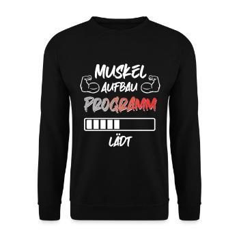 Muskeln Fitness Sport Kraft Hantel Bizeps Workout - Unisex Pullover - Schwarz - Vorne - Alina (178cm) & Michal (187cm)