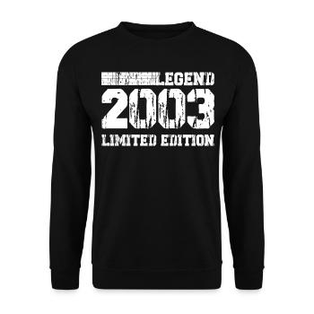 18. Geburtstag 2003 Volljährig - Unisex Pullover - Schwarz - Vorne - Alina (178cm) & Michal (187cm)