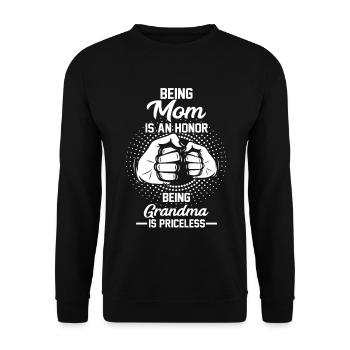 Oma Mama Mutter Großmutter - Unisex Pullover - Schwarz - Vorne - Alina (178cm) & Michal (187cm)