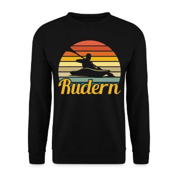 Rudern Ruderer Ruder Retro Geschenkidee - Unisex Pullover - Schwarz - Vorne - Alina (178cm) & Michal (187cm)