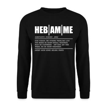 Hebamme - Unisex Pullover - Schwarz - Vorne - Alina (178cm) & Michal (187cm)