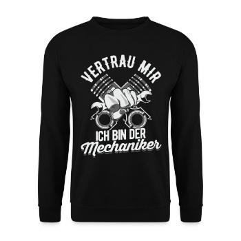 Mechaniker - Unisex Pullover - Schwarz - Vorne - Alina (178cm) & Michal (187cm)