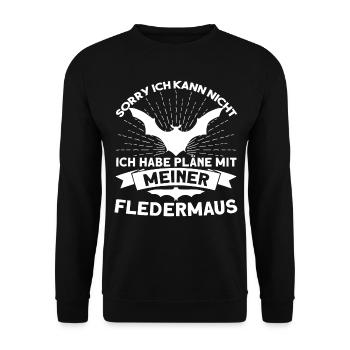 Fledermaus Spruch Tierliebhaber Fledermäuse - Unisex Pullover - Schwarz - Vorne - Alina (178cm) & Michal (187cm)