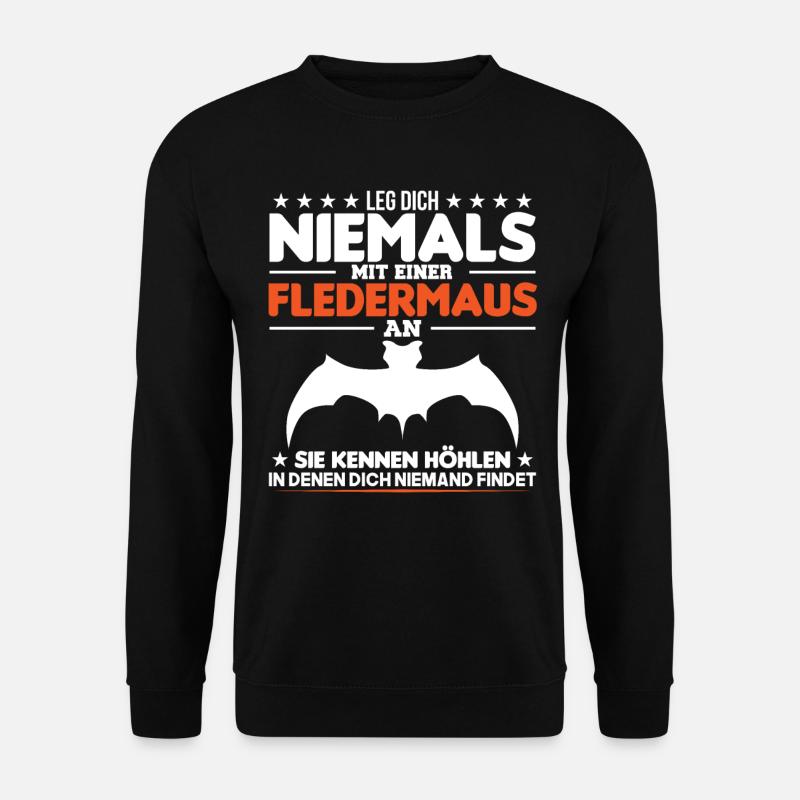 Fledermaus Spruch Tierliebhaber Fledermäuse - Unisex Pullover - Schwarz