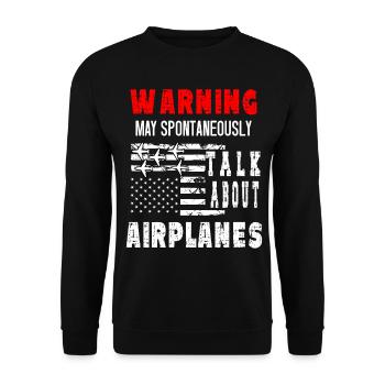 Warnung Kann Über Flugzeuge Sprechen - Unisex Pullover - Schwarz - Vorne - Alina (178cm) & Michal (187cm)