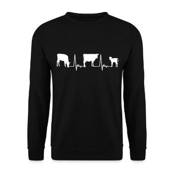 Heartbeat cows - Unisex Sweatshirt - black - Front - Alina (178cm) & Michal (187cm)