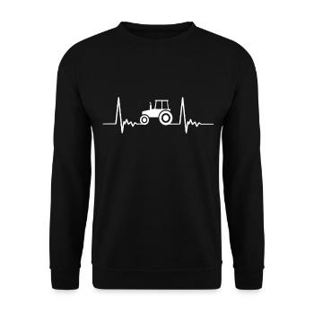 Heartbeat Tractor - Unisex Sweatshirt - black - Front - Alina (178cm) & Michal (187cm)