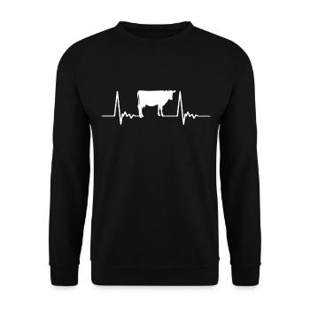Heartbeat cow - Unisex Sweatshirt - black - Front - Alina (178cm) & Michal (187cm)
