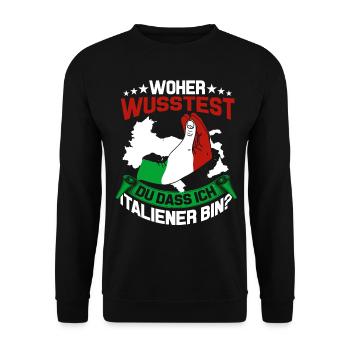 Italien Flagge Tshirt Sprüche Sizilien Mailand Rom - Unisex Pullover - Schwarz - Vorne - Alina (178cm) & Michal (187cm)
