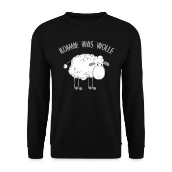 Komme Was Wolle Spruch - Landwirt Bauern Geschenk - Unisex Pullover - Schwarz - Vorne - Alina (178cm) & Michal (187cm)