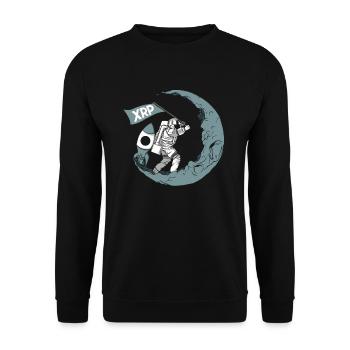 XRP Zum Mond Ripple XRP Astronaut Crypto - Unisex Pullover - Schwarz - Vorne - Alina (178cm) & Michal (187cm)