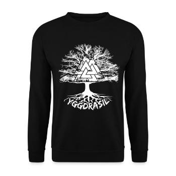Yggdrasil Runenkreis - Unisex Pullover - Schwarz - Vorne - Alina (178cm) & Michal (187cm)