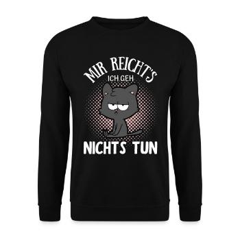 Nichts tun Katze Faulenzen Kätzchen Faul Chillen - Unisex Pullover - Schwarz - Vorne - Alina (178cm) & Michal (187cm)