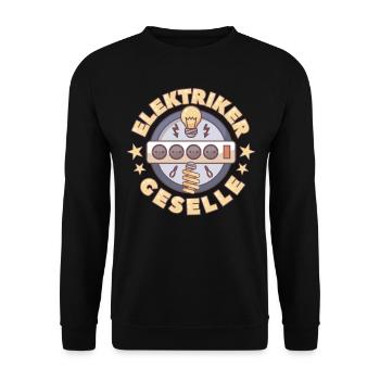 Elektriker Geselle Elektroniker Geschenk - Unisex Pullover - Schwarz - Vorne - Alina (178cm) & Michal (187cm)