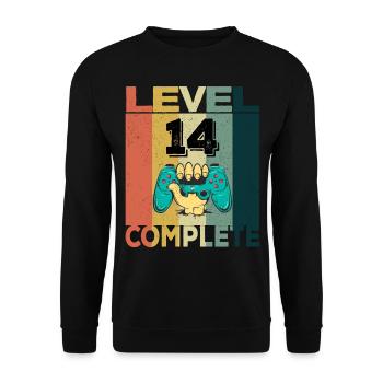 14th Birthday Young Man 2007 Level 14 Years Game - Unisex Sweatshirt - black - Front - Alina (178cm) & Michal (187cm)