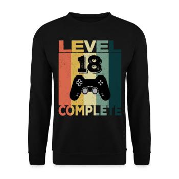 18th Birthday Young Man 2003 Level 18 Years Game - Unisex Sweatshirt - black - Front - Alina (178cm) & Michal (187cm)