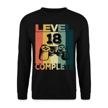 18th Birthday Young Man 2003 Level 18 Years Game - Unisex Sweatshirt - black - Front - Alina (178cm) & Michal (187cm)