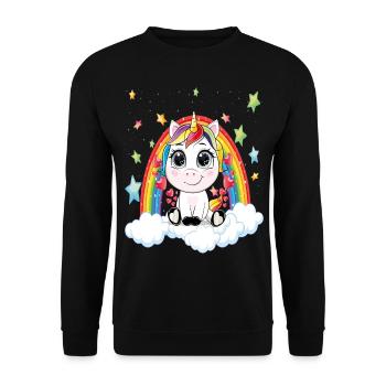 Unicorn Unicorn Hearts Rainbow Stardust - Unisex Sweatshirt - black - Front - Alina (178cm) & Michal (187cm)