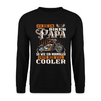 Ich bin ein Biker Papa so wie normaler - Unisex Pullover - Schwarz - Vorne - Alina (178cm) & Michal (187cm)
