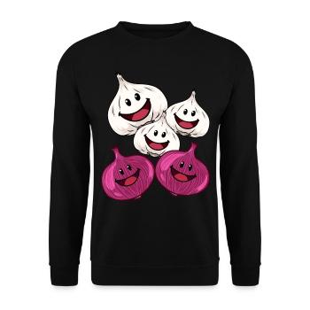 cheerful garlic onion vegetables cook healthy - Unisex Sweatshirt - black - Front - Alina (178cm) & Michal (187cm)