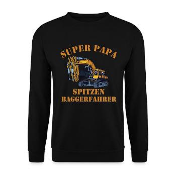 Papa Baggerfahrer für Vatertag - Unisex Pullover - Schwarz - Vorne - Alina (178cm) & Michal (187cm)