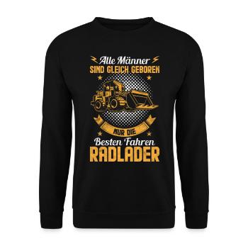 Radlader Baustelle & Arbeitskleidung - Unisex Pullover - Schwarz - Vorne - Alina (178cm) & Michal (187cm)
