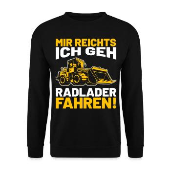 Radlader Baustelle Bagger Geschenkidee - Unisex Pullover - Schwarz - Vorne - Alina (178cm) & Michal (187cm)