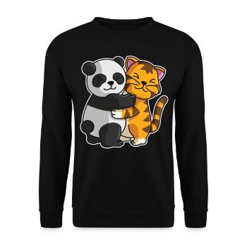 Panda and Tiger cute Hug Cuddle Animals - Unisex Sweatshirt - black - Front - Alina (178cm) & Michal (187cm)