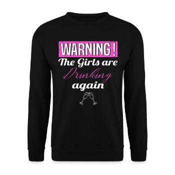 Trinken Frauen Sektglas Anstoßen Party Damen - Unisex Pullover - Schwarz - Vorne - Alina (178cm) & Michal (187cm)