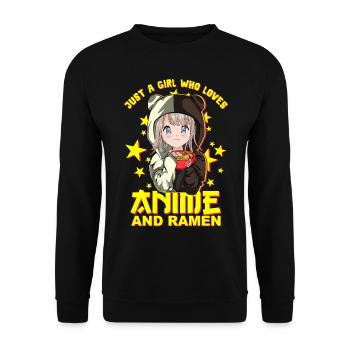 Kawaii Neko Ramen Lover - Japanese Noodles Anime - Unisex Sweatshirt - black - Front - Alina (178cm) & Michal (187cm)