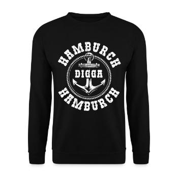 Hamburg Moin Digga Norddeutsch Hamburger Geschenk - Unisex Pullover - Schwarz - Vorne - Alina (178cm) & Michal (187cm)