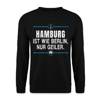 Hamburg Moin Digga Norddeutsch Hamburger Geschenk - Unisex Pullover - Schwarz - Vorne - Alina (178cm) & Michal (187cm)