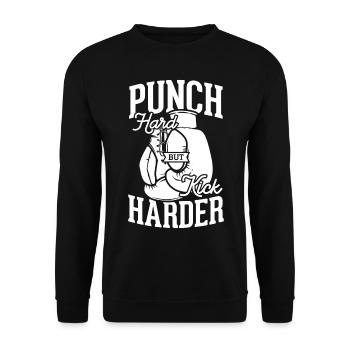 Kickboxen Kickboxer Boxen Kampfsport - Unisex Pullover - Schwarz - Vorne - Alina (178cm) & Michal (187cm)