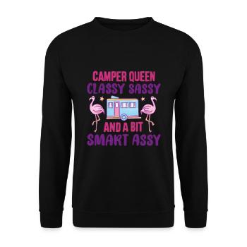 Camping Wohnwagen Urlaub Camper Wohnmobil Camping - Unisex Pullover - Schwarz - Vorne - Alina (178cm) & Michal (187cm)