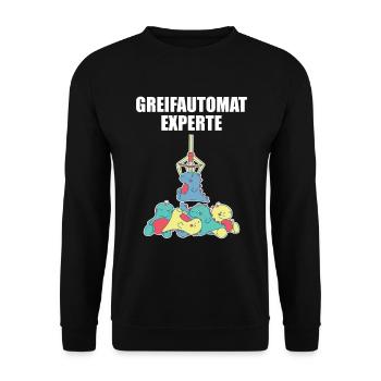 Greifautomat Experte Kirmes Schausteller Geschenk - Unisex Pullover - Schwarz - Vorne - Alina (178cm) & Michal (187cm)