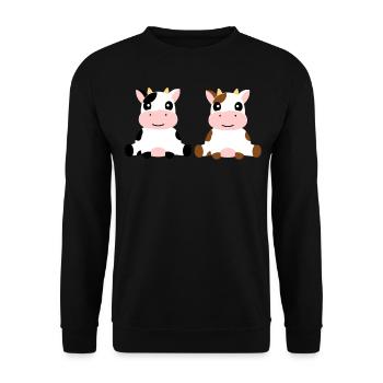 Vache - Bébé - Veau - Enfants - Sweat-shirt Unisexe - noir - Devant - Alina (178cm) & Michal (187cm)