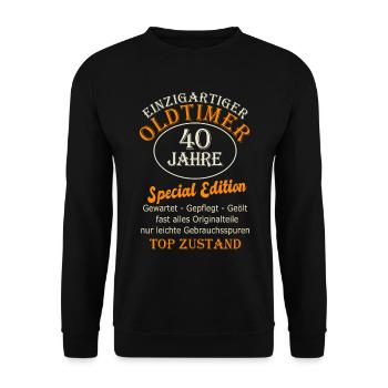 40 Geburtstag Mann Männer 40 Jahre Herren Geschenk - Unisex Pullover - Schwarz - Vorne - Alina (178cm) & Michal (187cm)