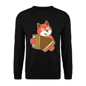 Fuchs spielt Akkordeon Ziehharmonika Handharmonika - Unisex Pullover - Schwarz - Vorne - Alina (178cm) & Michal (187cm)