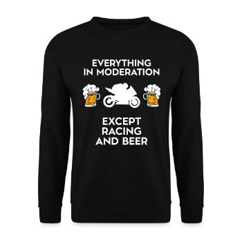 Moto Drôle moto Racing et bière - Sweat-shirt Unisexe - noir - Devant - Alina (178cm) & Michal (187cm)