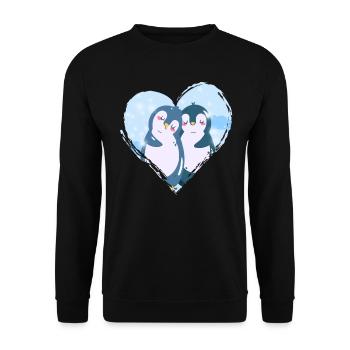 Pinguin - Unisex Pullover - Schwarz - Vorne - Alina (178cm) & Michal (187cm)